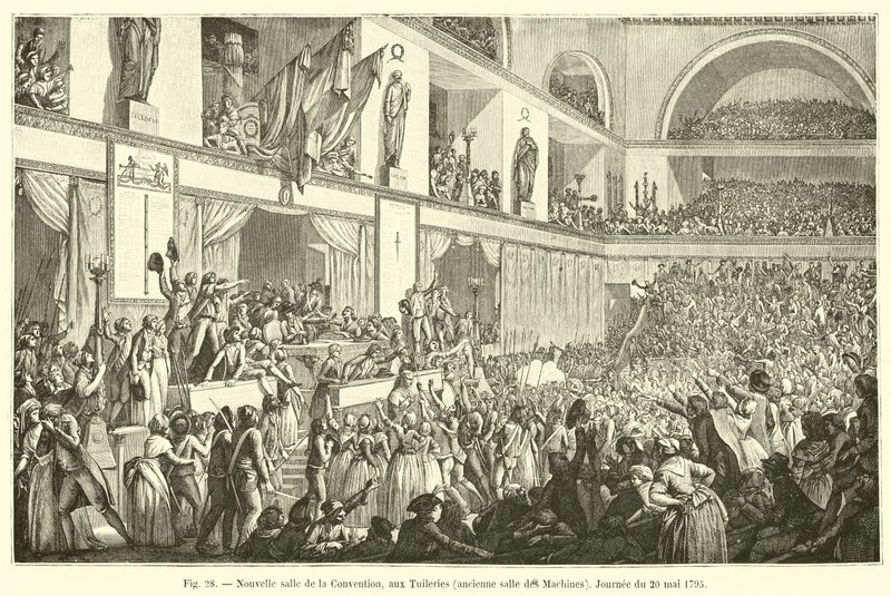 Nový kongresový sál v Tuileries, bývalá strojovna, 20. května 1795 od French School