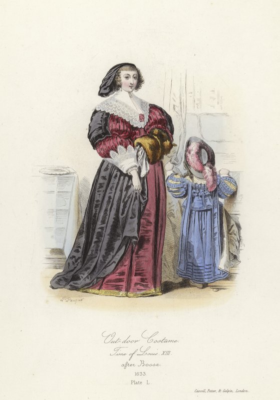 Venkovní kostým z doby francouzského Ludvíka XIII od French School