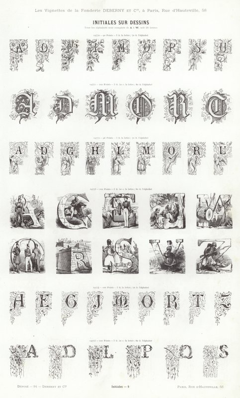 Stránka z typografických vinět (rytina) od French School
