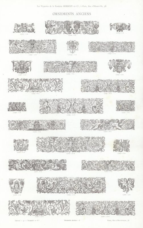Stránka z typografických vinět (rytina) od French School