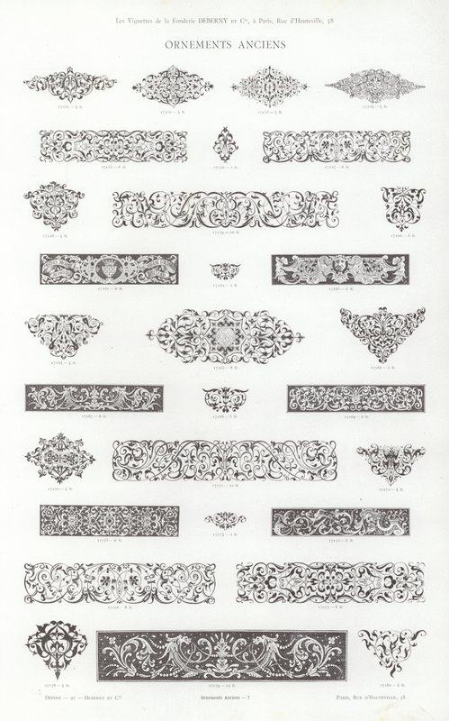 Stránka z typografických vinět (rytina) od French School
