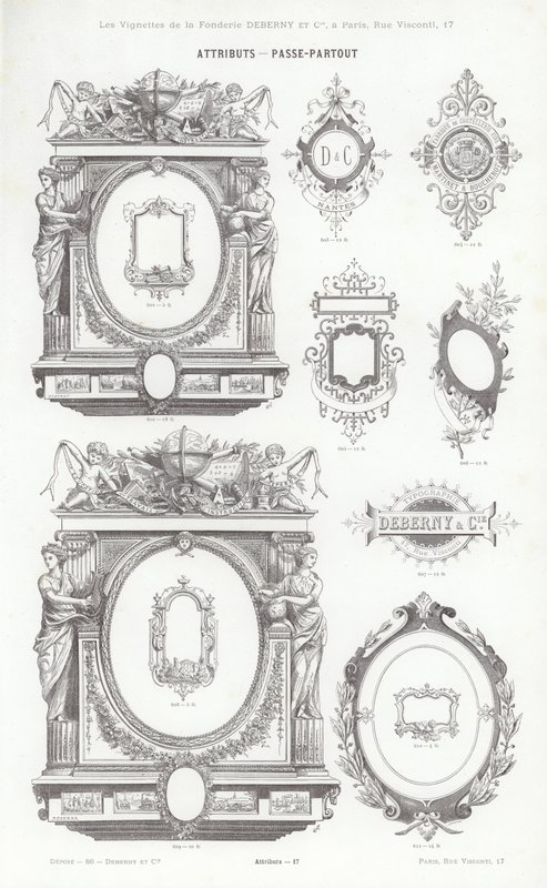 Stránka z typografických vinět (rytina) od French School