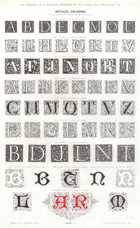 Stránka z typografických vinět (rytina) od French School