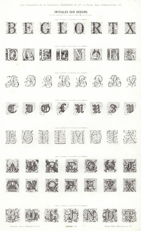 Stránka z typografických vinět (rytina) od French School
