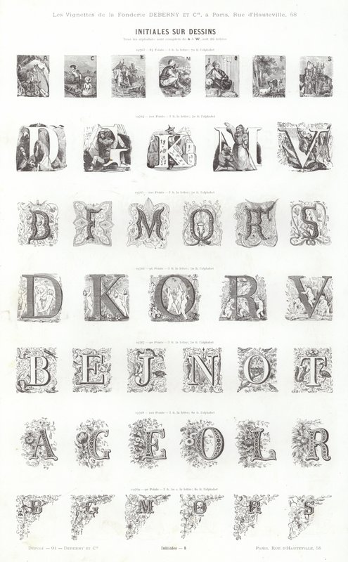 Stránka z typografických vinět (rytina) od French School