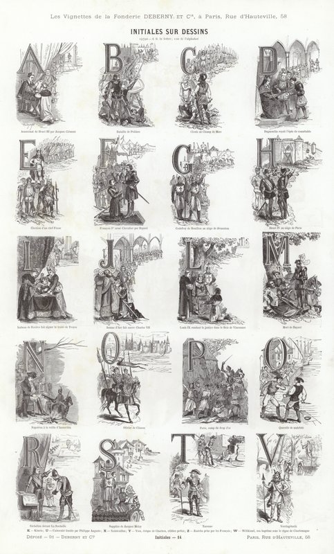 Stránka z typografických vinět (rytina) od French School