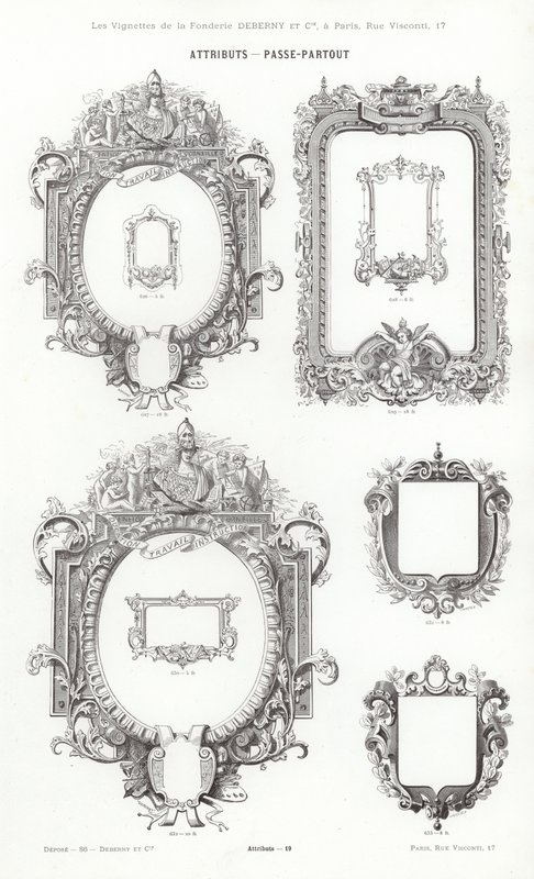 Stránka z typografických vinět (rytina) od French School