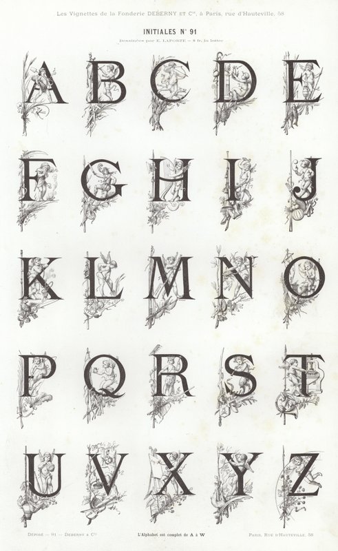 Stránka z typografických vinět (rytina) od French School