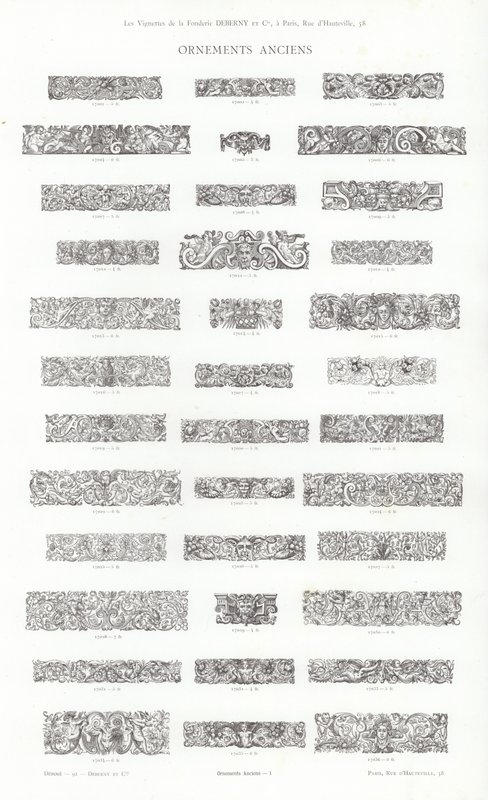 Stránka z typografických vinět (rytina) od French School