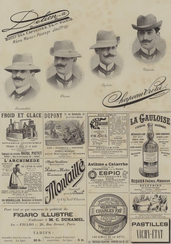 Stránka s inzeráty z Le Figaro Illustre, prosinec 1897 (fotografie) od French School
