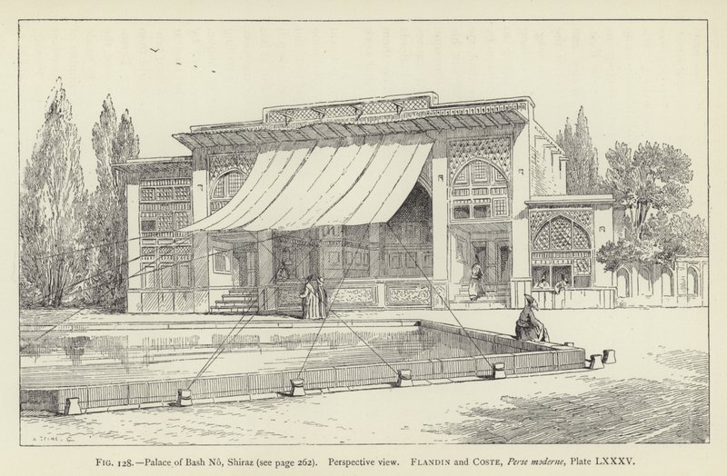 Palác Bash No, Shiraz, perspektivní pohled od French School