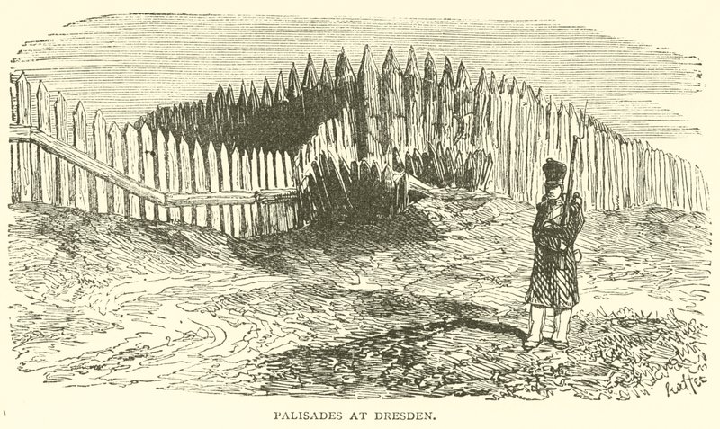 Palisády v Drážďanech (rytina) od French School