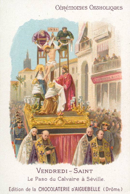 Paso of Calvary, Velký pátek, Sevilla (chromolitho) od French School