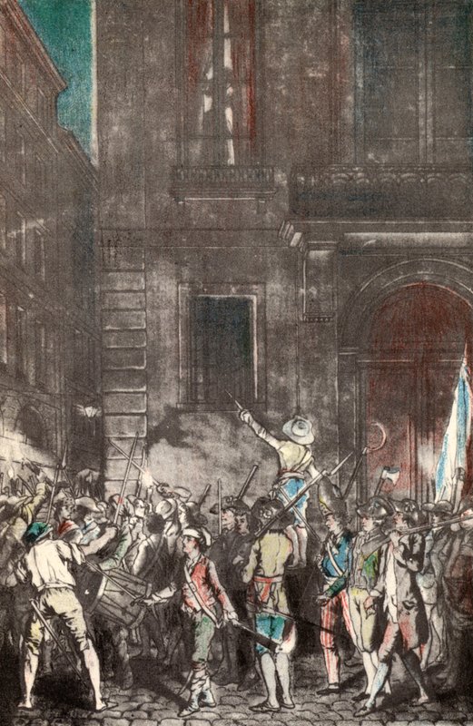 Hlídky vytvořené obyvateli Paříže během francouzské revoluce (barevná rytina) od French School