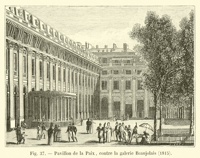 Pavillon de la Paix, proti galerii Beaujolais, 1815 od French School
