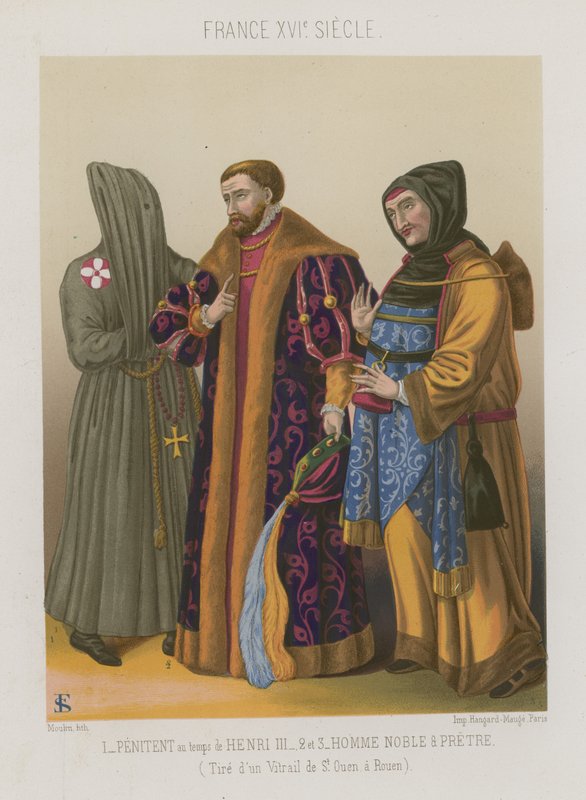 Kajícník v době Jindřicha III. s urozeným mužem a knězem od French School