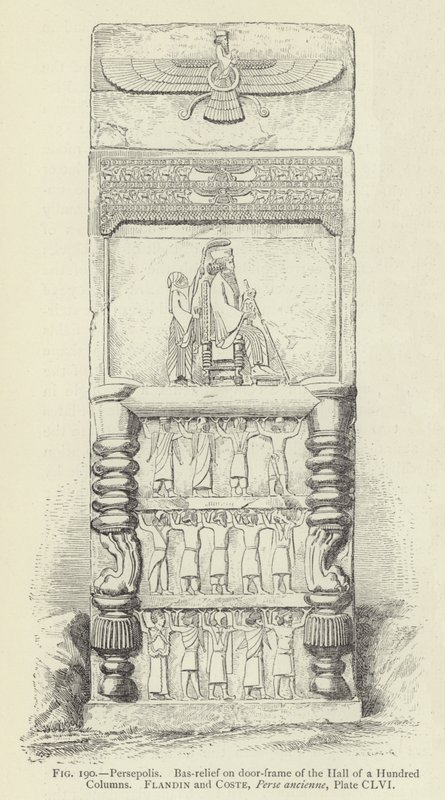 Persepolis, basreliéf na rámu dveří Síně sta sloupů od French School