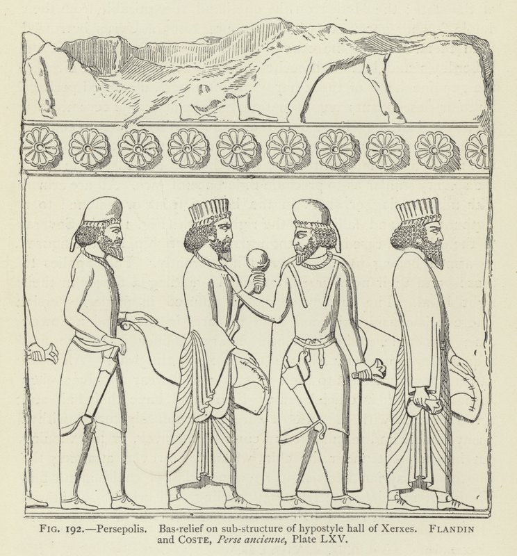 Persepolis, Basreliéf na spodní struktuře hypostylové síně Xerxes od French School