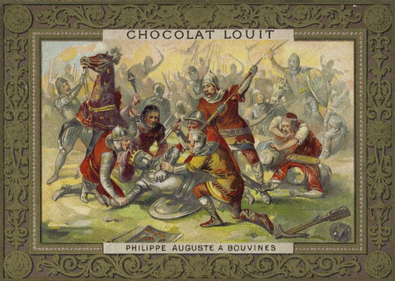 Philip Augustus z Francie bez koně v bitvě u Bouvines, 1214 od French School