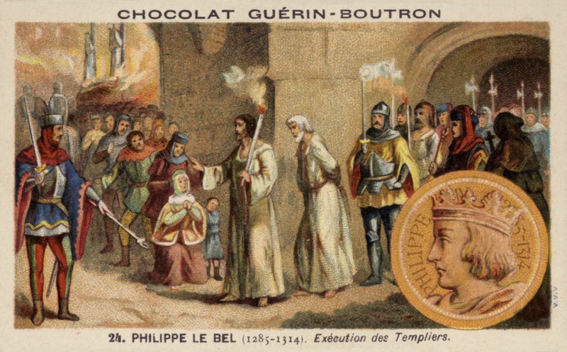Philip Sličný a poprava templářských rytířů, 1314 od French School