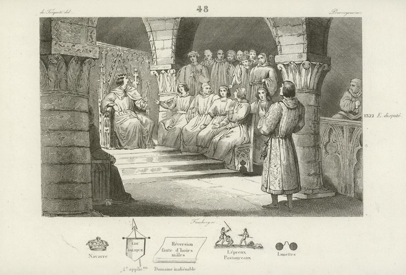 Filip V. Francouzský a generální státy odmítají nárok na trůn Jany II. Navarrské, c1317 od French School