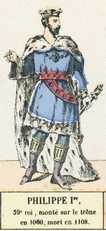 Filip I., 39. král, nastoupil na trůn roku 1060, zemřel roku 1108 (barevná rytina) od French School