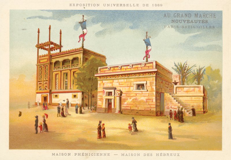 Fénický dům a hebrejský dům, výstava Universelle 1889, Paříž od French School