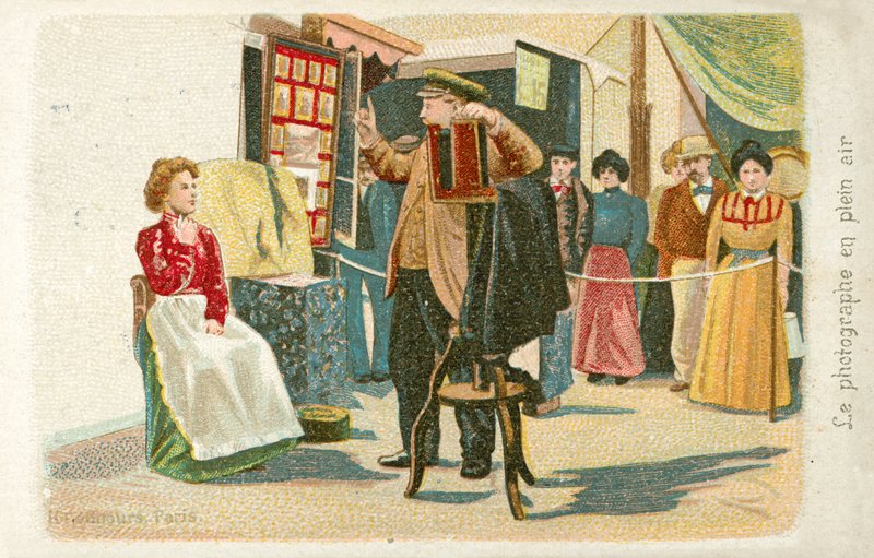 Fotograf pracující venku (chromolitho) od French School