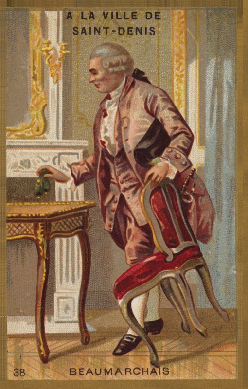 Pierre-Augustin Caron de Beaumarchais , francouzský dramatik a revolucionář (1732-1799), ve městě Saint-Denis od French School