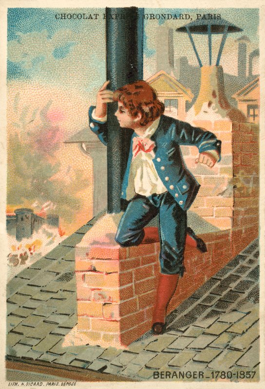 Pierre-Jean de Beranger , francouzský básník a skladatel (chromolitho) od French School