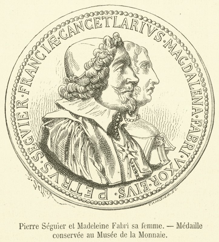 Pierre Seguier a Madeleine Fabri jeho manželka, medaile zachovaná v Muzeu měny (rytina) od French School