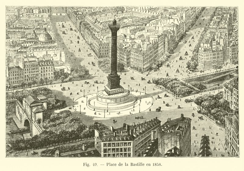 Place de la Bastille v roce 1858 od French School