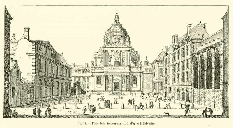 Place de la Sorbonne v roce 1650, po I Sylvestre od French School