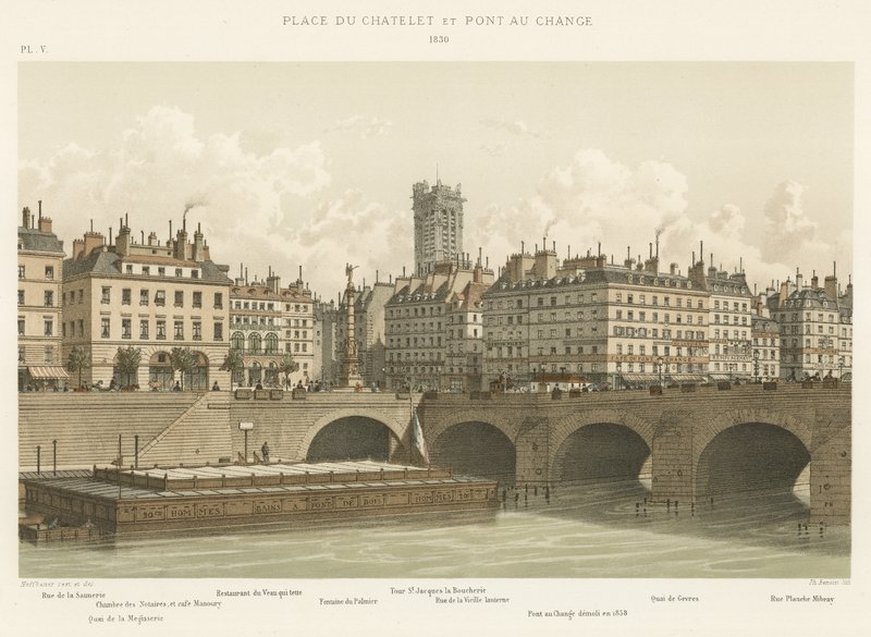 Place du Chatelet a Pont au Change, 1830 od French School