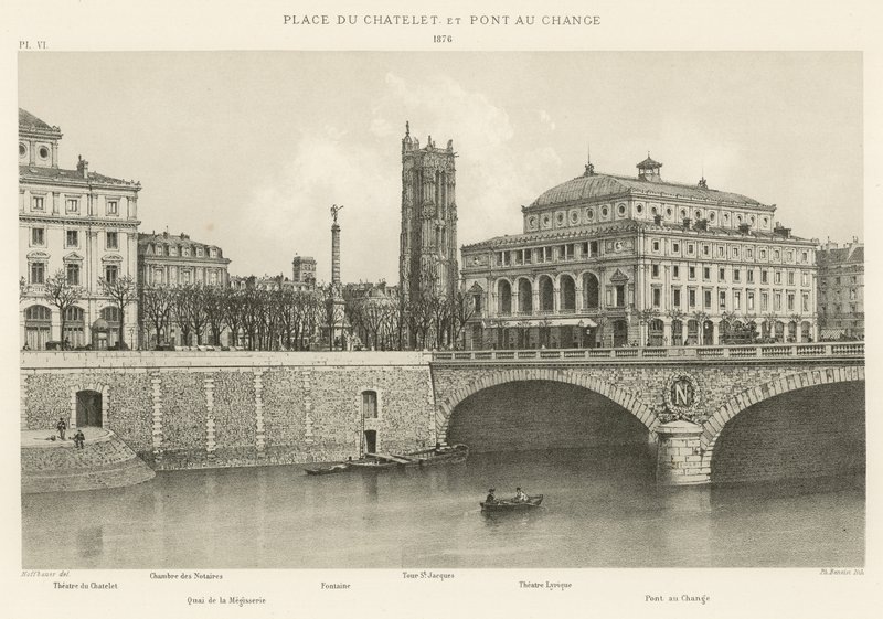 Place du Chatelet a Pont au Change, 1876 od French School