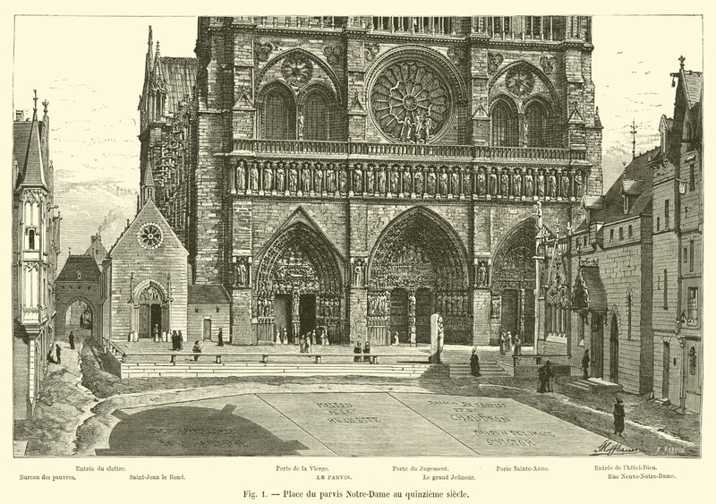 Place du parvis Notre-Dame v patnáctém století od French School