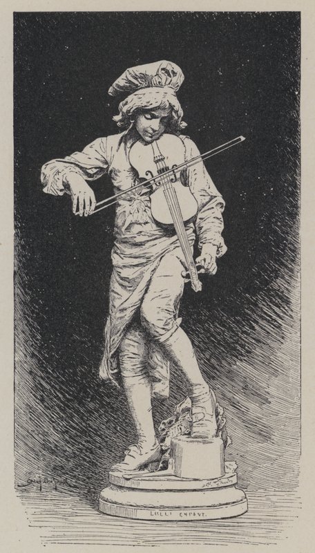 Sádrová socha od Adriena Gandeze zobrazující francouzského skladatele italského původu Jean-Baptiste Lullyho jako dítě (rytina) od French School