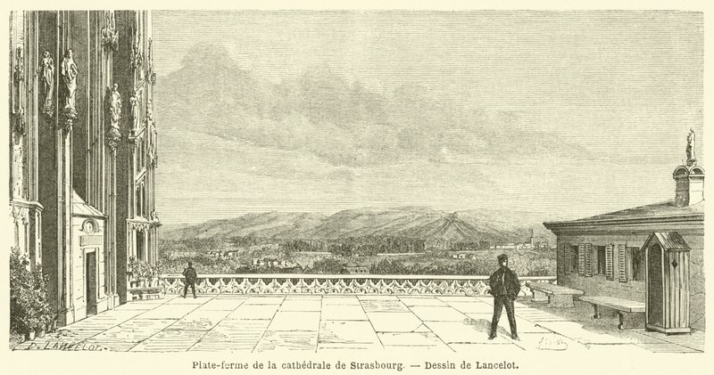 Platforma katedrály ve Štrasburku (rytina) od French School