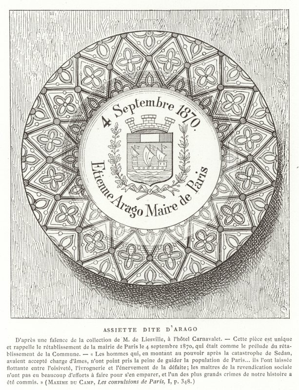 Deska se jménem Etienne Arago, starosta Paříže během prusko-francouzské války, 1870 od French School