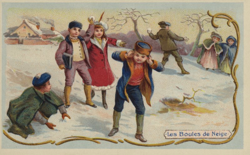 Hraní sněhových koulí (chromolitho) od French School
