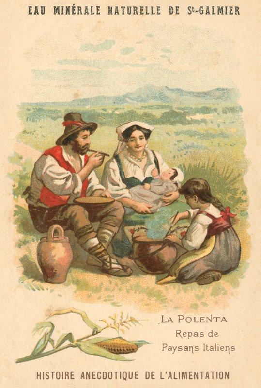 Polenta, jídlo italských rolníků (chromolitho) od French School