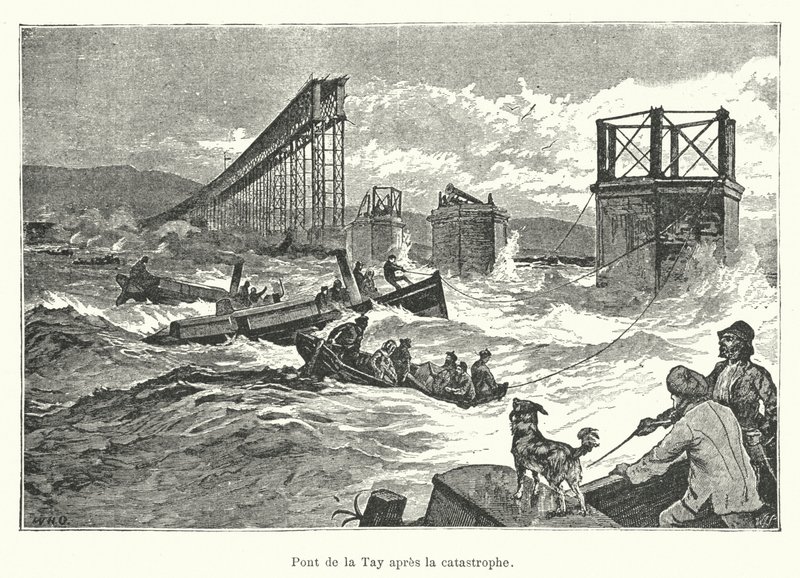 Tay Bridge po katastrofě (rytina) od French School