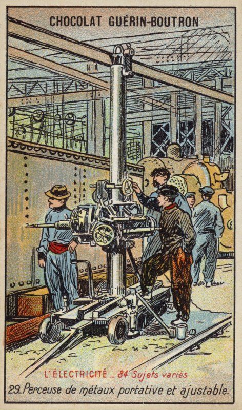 Přenosná a nastavitelná kovová vrtačka (chromolitho) od French School