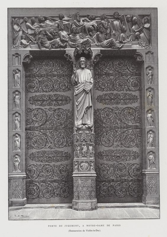Portál posledního soudu, Notre Dame de Paris (litho) od French School