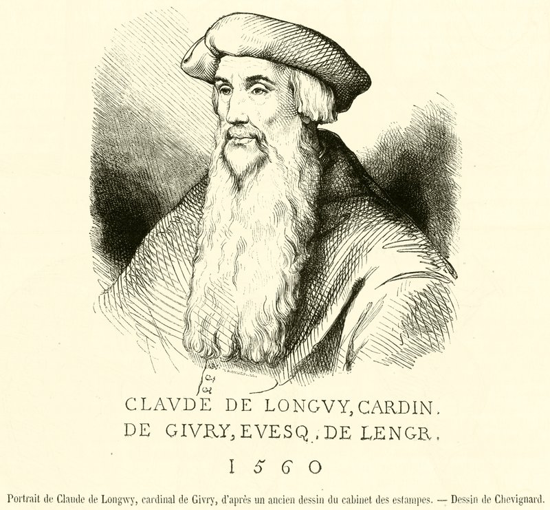Portrét Clauda de Longwyho, kardinála z Givry (rytina) od French School