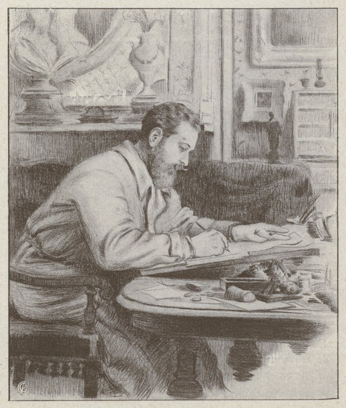Portrét Alberta Guillauma, francouzského malíře a karikaturisty (litho) od French School