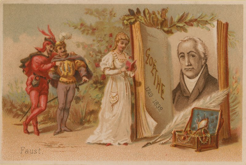 Portrét Goetha a scéna z Fausta od French School