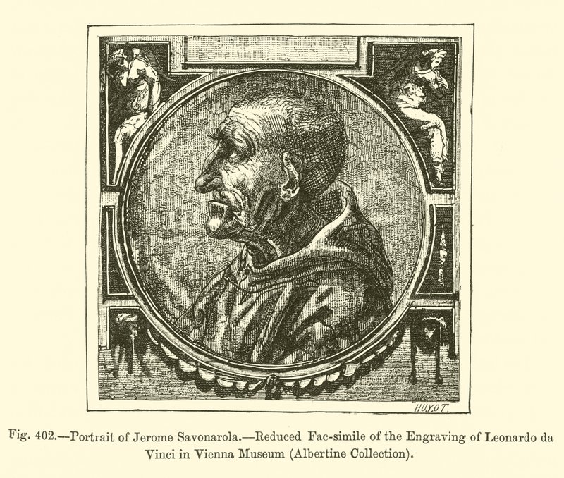 Portrét Jerome Savonaroly (rytina) od French School