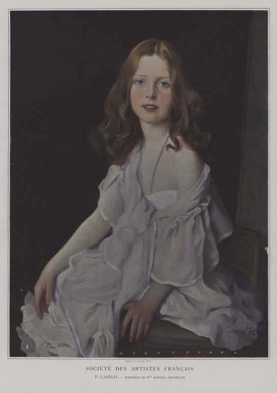 Portrét mademoiselle Daniely Grunelius (barevné lito) od French School