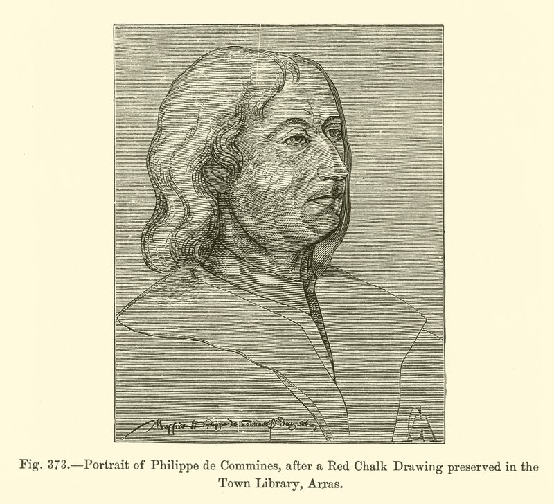 Portrét Philippe de Commines, podle kresby červenou křídou dochované v Městské knihovně, Arras (rytina) od French School